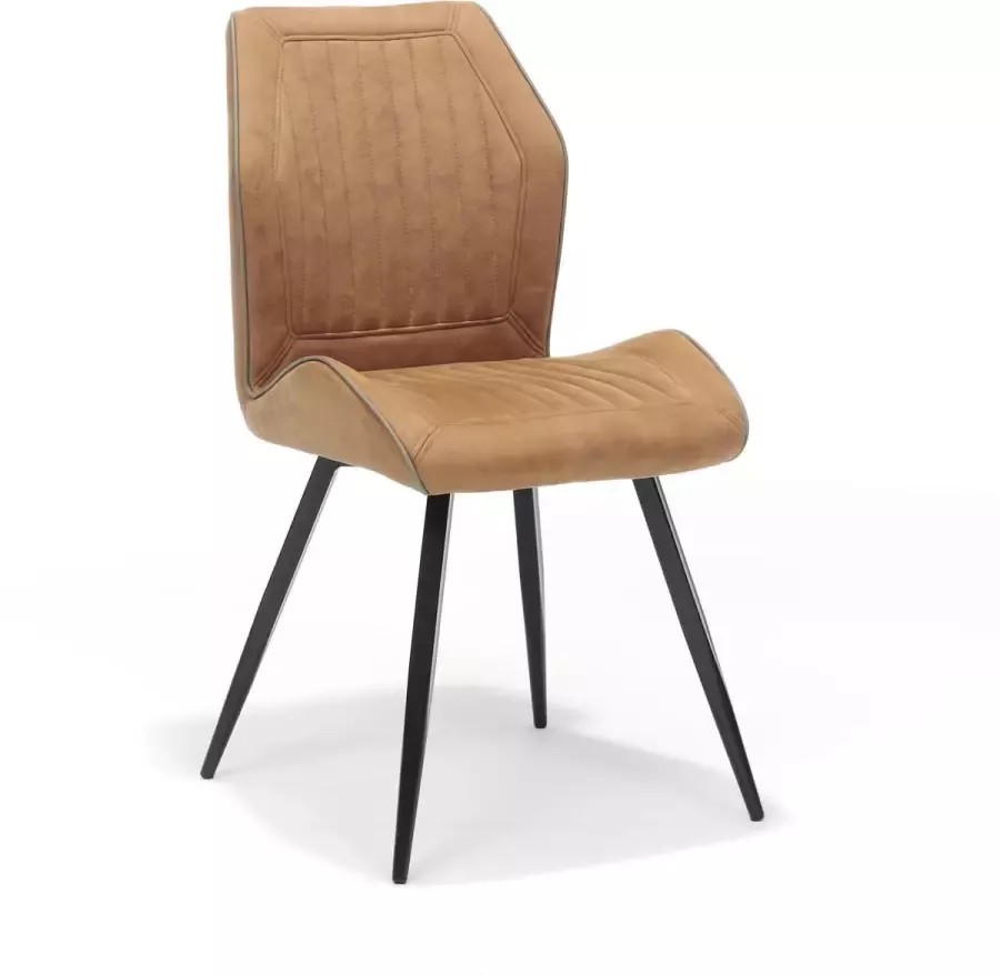 Stoel Emiel Cognac Stof Set van 2 Zithoogte 50 cm Zitdiepte 42 cm