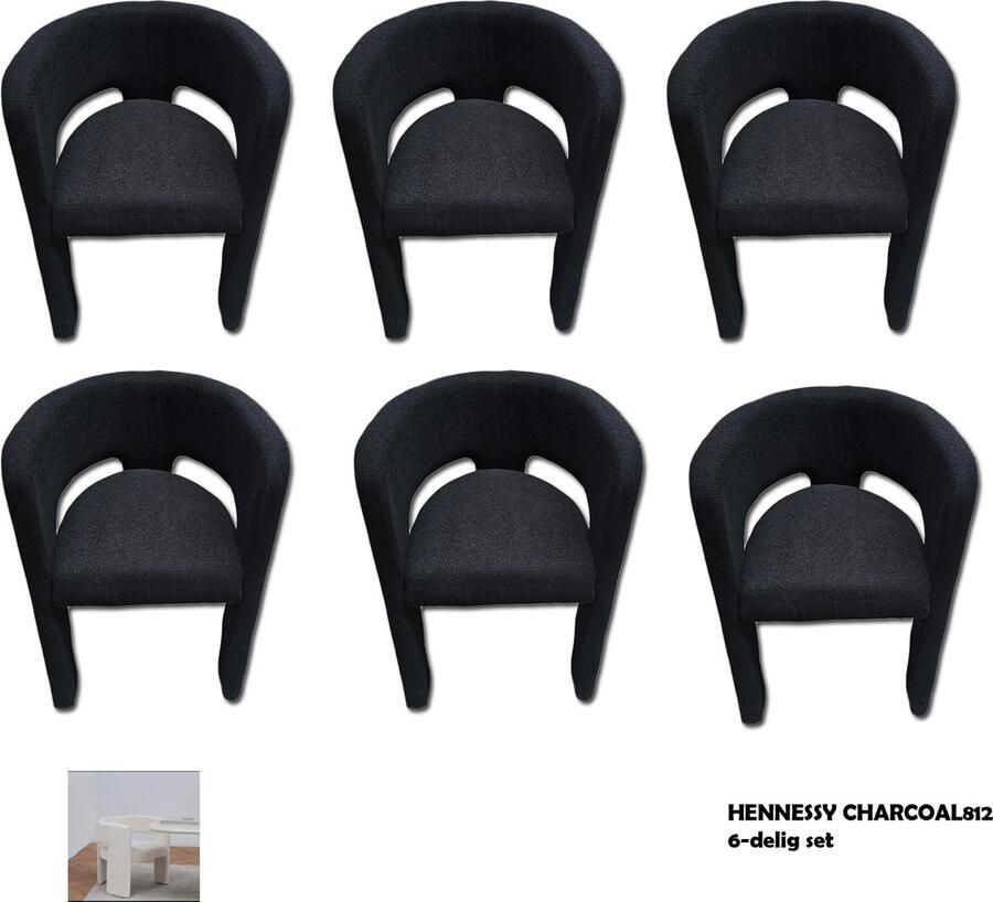 'merkloos'' Stoel HENNESSY CHARCOAL812 6-delig set. Per stoel 160€ - Foto 4