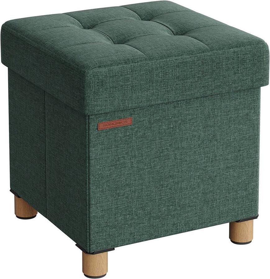Rootz Living Rootz Vintage Groene Zitkist Opbergpoef Voetenbank Imitatielinnen Schuimvulling MDF-constructie 38 cm x 38 cm x 40 cm 3 5 kg 300 kg capaciteit 37 liter opbergruimte