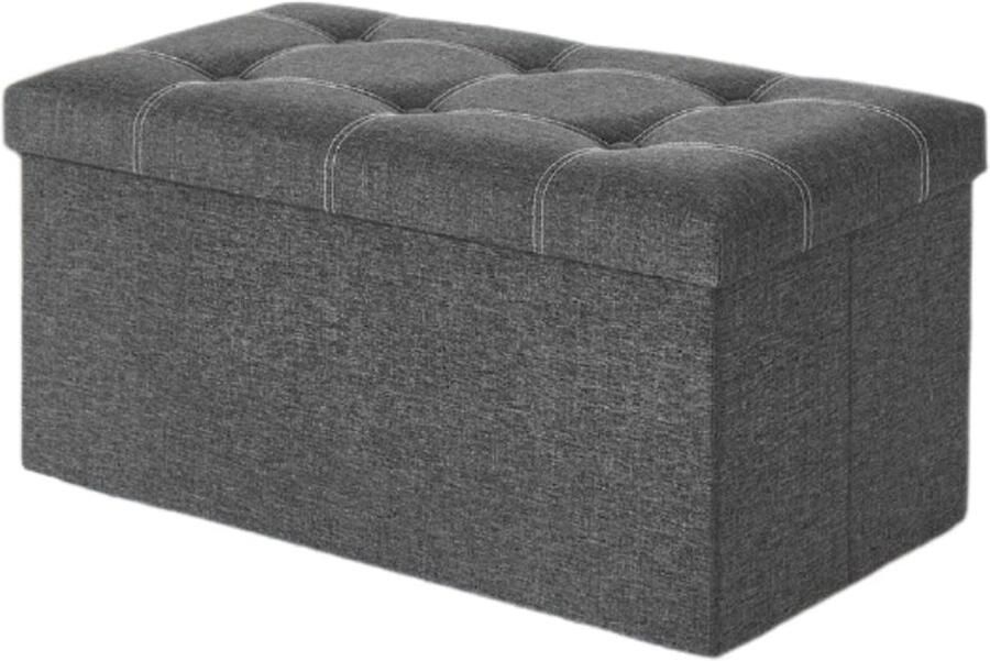 Rootz Living Rootz Bank Met Opbergruimte Opbergbank Verborgen Opbergruimte Multifunctionele Opbergzit Ingang Slaapkamer Woonkamer Imitatielinnen Schuim MDF Donkergrijs 76 x 38 x 38 cm (L x B x H)