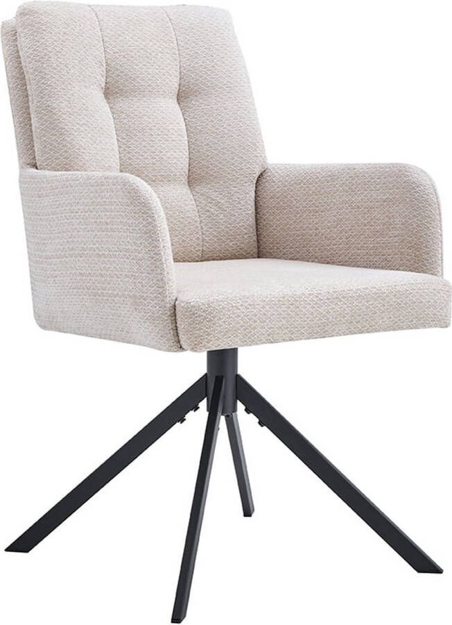 Stoel Mies Beige Stof Set van 2 Mies Beige Stof Set van 2 Zithoogte 49 cm Zitdiepte 46 cm Met armleuning