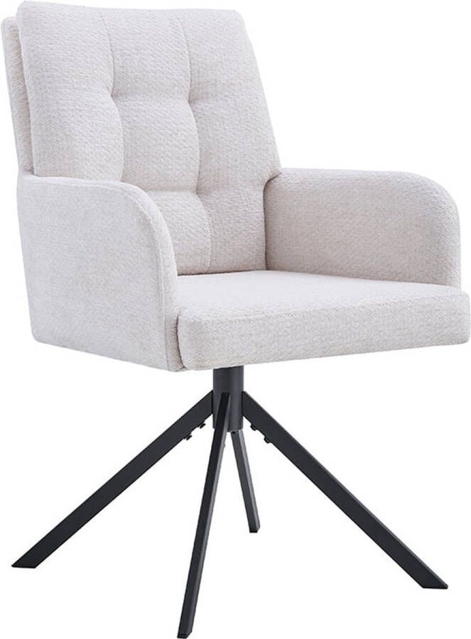 Stoel Mies Ecru Stof Set van 2 Mies Ecru Stof Set van 2 Zithoogte 49 cm Zitdiepte 46 cm Met armleuning