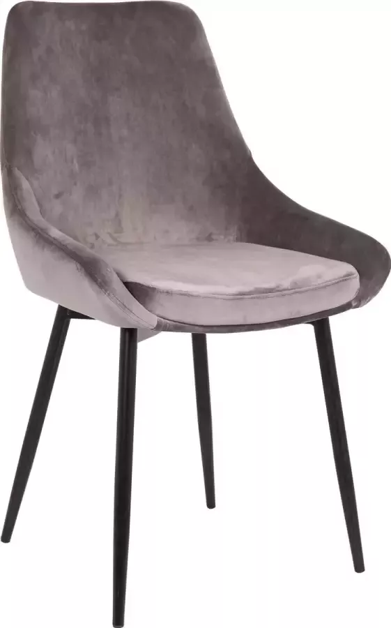 ZAZA Home Stoel 'Mirano' Velours Grijs Zwarte poten
