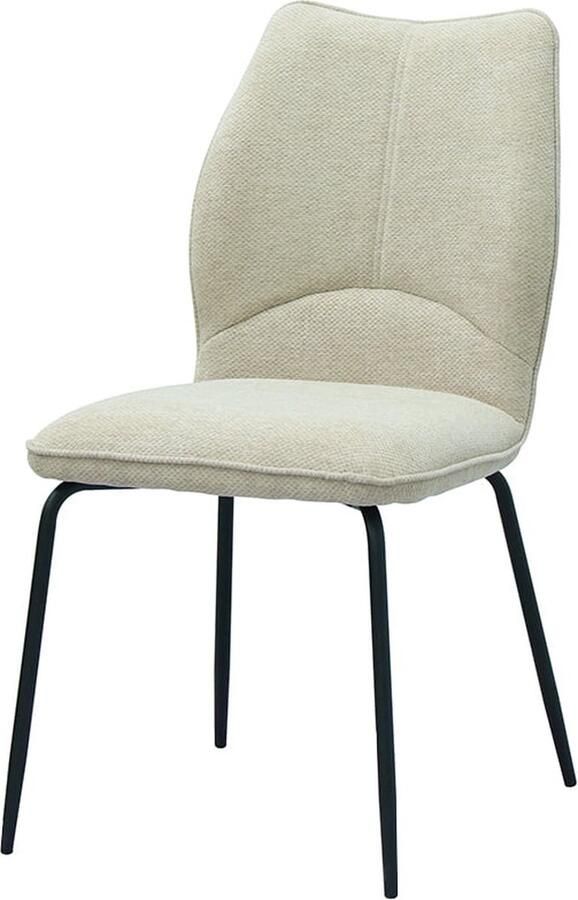 Stoel Quincy Ecru Metaal Stof Set van 2 Zithoogte 48.5 cm Zitdiepte 43 cm