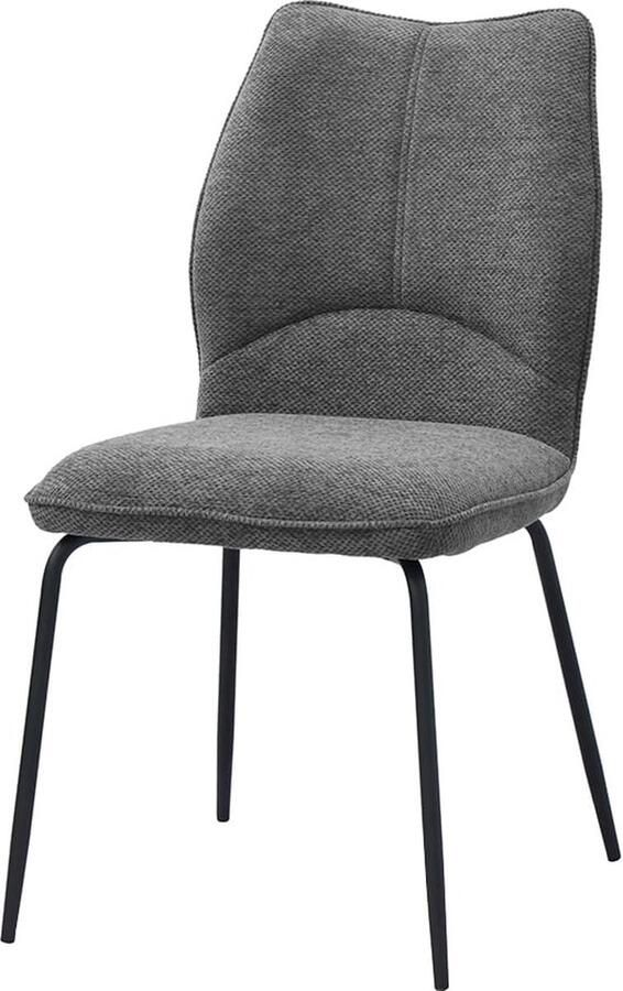 Stoel Quincy Grijs Metaal Stof Set van 2 Zithoogte 48.5 cm Zitdiepte 43 cm