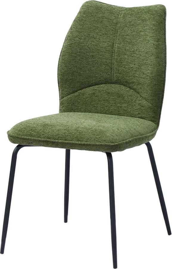 Stoel Quincy Groen Metaal Stof Set van 2 Zithoogte 48.5 cm Zitdiepte 43 cm