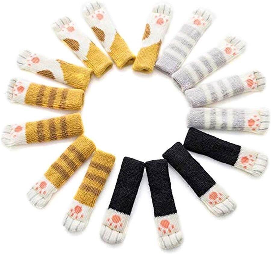 Stoel sokken 16 stuk sleuke kat voetvormige meubelvoeten sokken Elastische Stoelpoot Beschermers Stoelsokken Stoelpootdoppen Viltjes Stoelpoten Stoelpoot Glijders Vloerbeschermers Voor Stoelen Stoelpoot- Stoelpootbeschermers