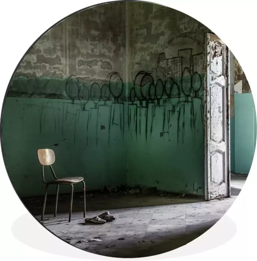 WallCircle Wandcirkel Muurcirkel Stoel Steen Deur Architectuur Aluminium Dibond ⌀ 120 cm Binnen en Buiten XXL - Foto 4