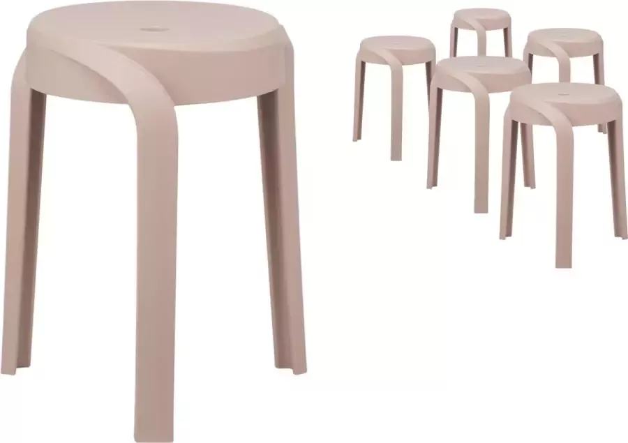 Stoel Tabouret 'Aimé' Beige set van 6