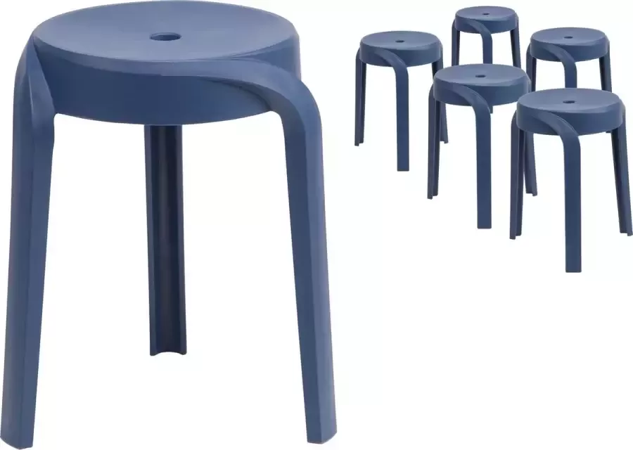 Stoel Tabouret 'Aimé' Donkerblauw set van 6
