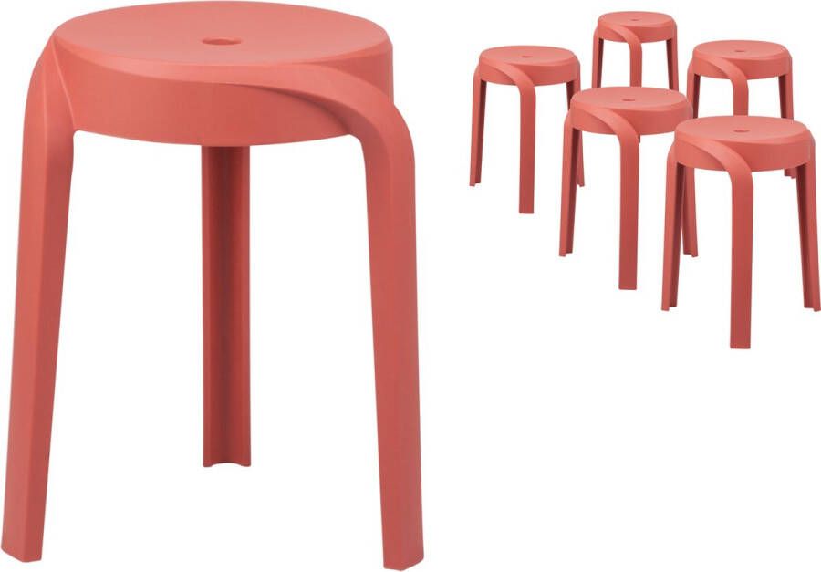 Rousseau Stoel Tabouret 'Aimé' Rood set van 6 - Foto 2