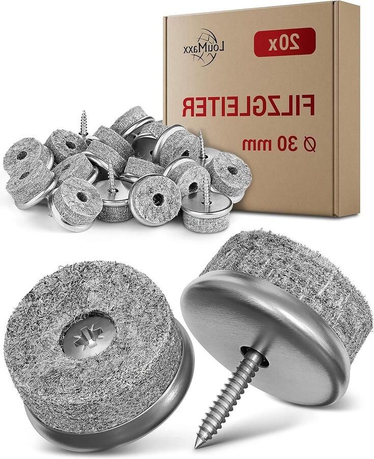 Stoel viltdoppen schroeven rond Ø 30 mm grijs dikke stoelglijders met metalen rand viltdoppen voor stoelen premium stoelpootbeschermers vilt meubels 20 stuks stoelpootbeschermers