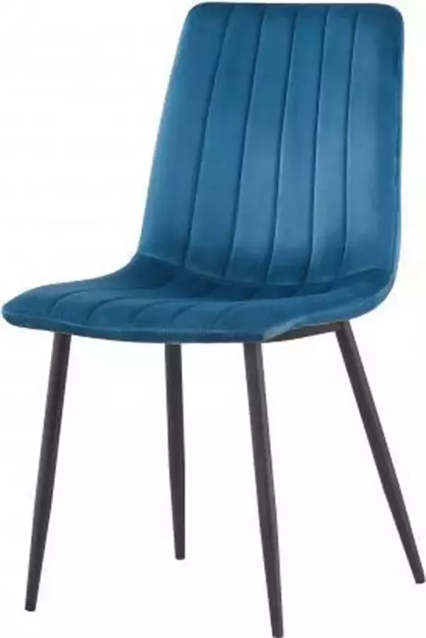 ZAZA Home Eetkamerstoel Willie velours blauw zwart Set van 4