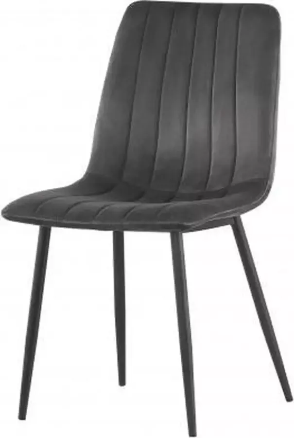ZAZA Home Eetkamerstoel Willie velours grijs zwart Set van 4 - Foto 2