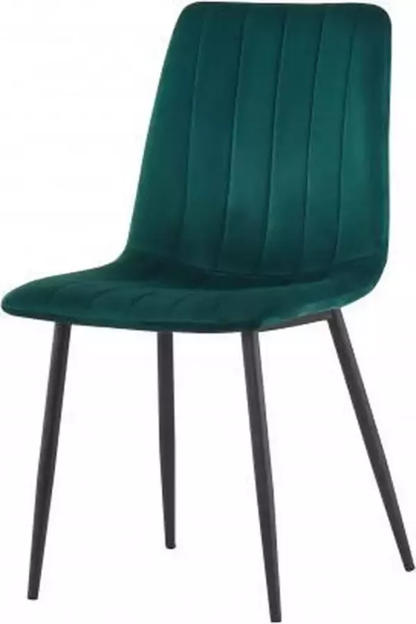 ZAZA Home Eetkamerstoel Willie velours groen zwart Set van 4 - Foto 2