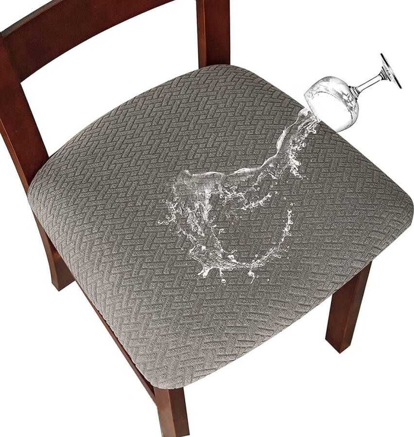 Stoelbekleding zitvlak set van 6 stretch overtrek voor stoelen stoelhoezen voor eetkamerstoelen afwasbaar stoelhoezen voor stoelen lichtgrijs