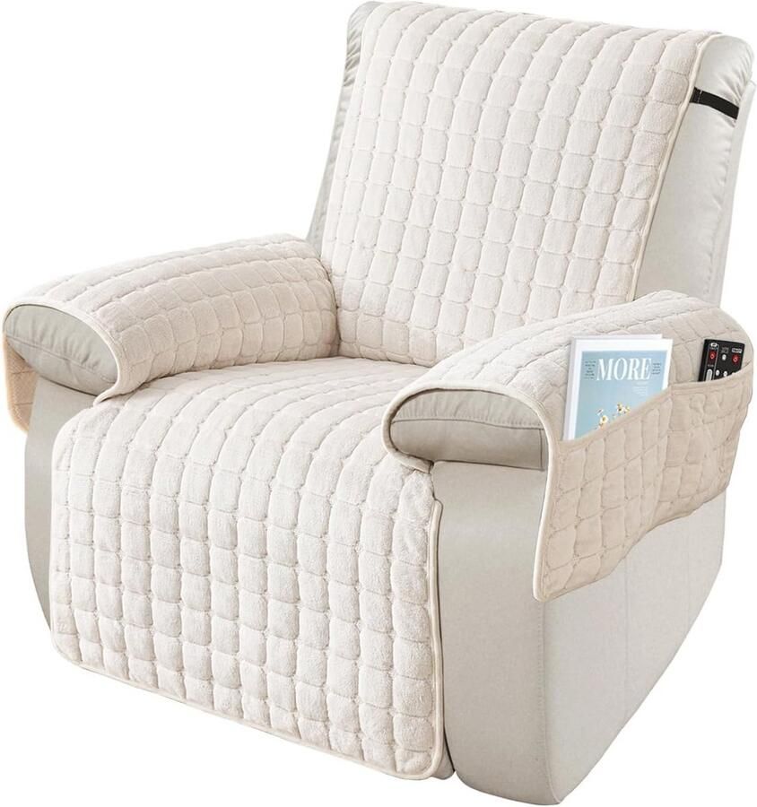 Stoelbeschermer met Armleuningen voor Relaxstoelen Bescherming tegen Vuil en Krassen Beige 1-zits (53 x 190 cm)