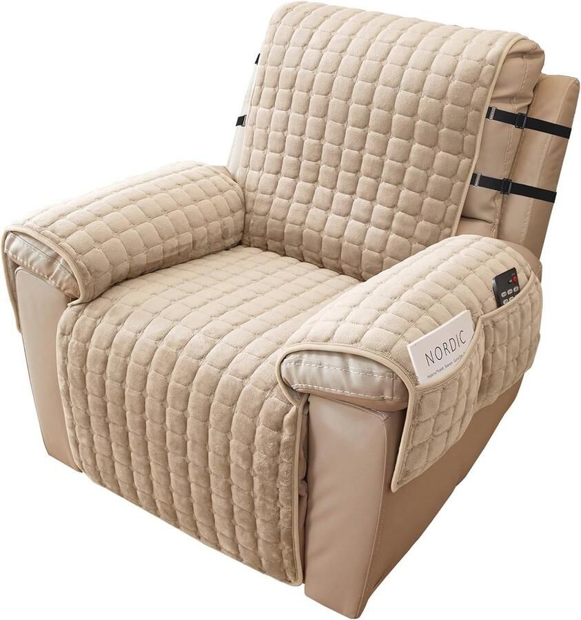 Stoelbeschermer voor Relaxstoelen en Banken Antislip Krasbestendig 1-zits Beige 53 x 190 cm