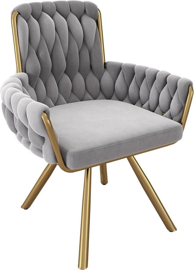 Stoelen 1-delig set Eetkamerstoelen Draaibare stoelen Relaxstoelen Multifunctionele stoelen Met 4 stevige metalen poten Huidvriendelijke zachte stof Geschikt voor eetkamer woonkamer en slaapkamer Beige