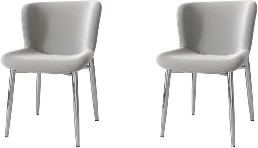 Stoelen 2-delig Set Eetkamerstoelen Lounge Stoelen Multifunctionele Stoelen Stevig metalen frame Huidvriendelijke zachte stof Geschikt voor gebruik in eetkamer slaapkamer en woonkamer Grijs
