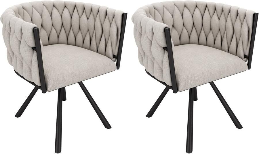 Stoelen 2-delige set eetkamerstoelen loungestoelen draaibare stoelen multifunctionele stoelen met 4 stevige metalen poten huidvriendelijke zachte stof grijs 59x54x72 cm Grijs