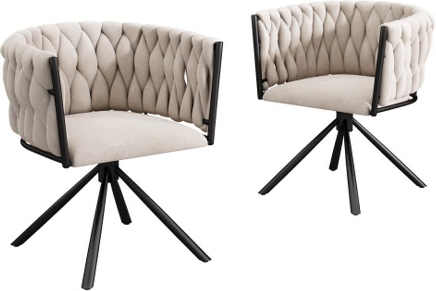Stoelen 2 Stuks 56x46x71cm Eetkamerstoel Draaistoel Beige Fluweel Met Vier Metalen Poten Geschikt Voor Woonkamer Slaapkamer En Vrijetijdsruimte
