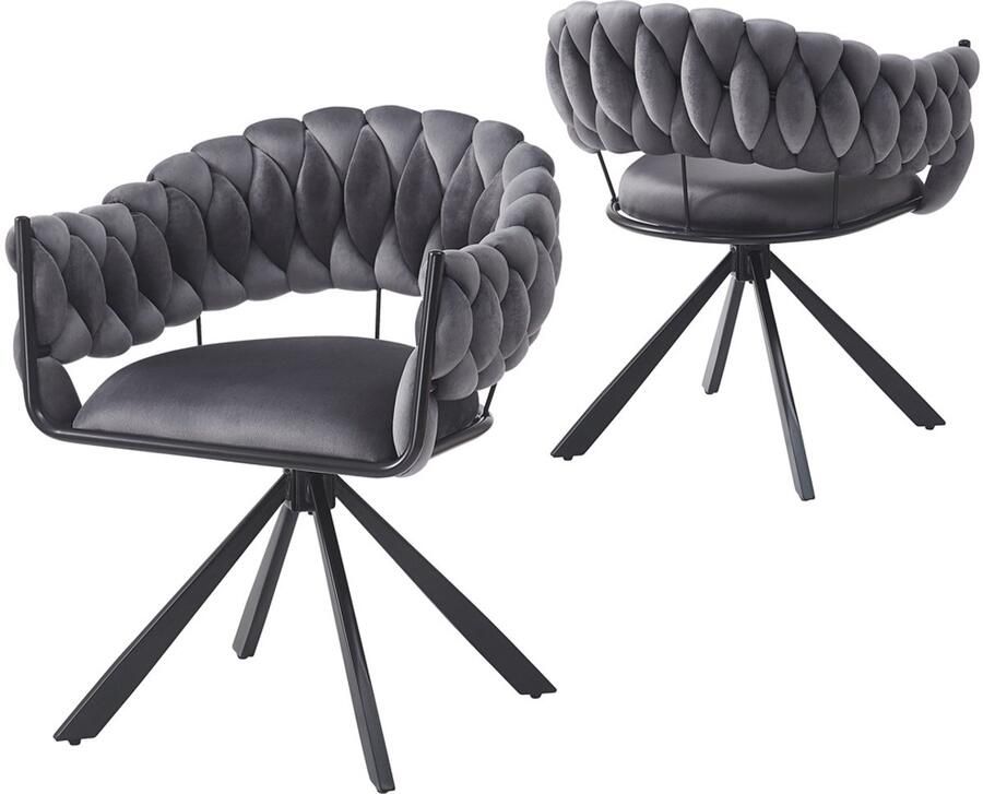 Stoelen 2‑delig set eetkamerstoelen make-up stoelen minimalistische moderne stoelen ergonomische stoelen met verstelbare voeten klauwvormige metalen poten 64×54×77 cm grijs