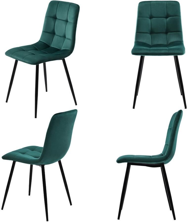 Stoelen 4-delige set eetkamerstoelen lounge stoelen multifunctionele stoelen Huidvriendelijk zacht stof gecombineerd met een stevig metaalframe 44x46x86cm groen