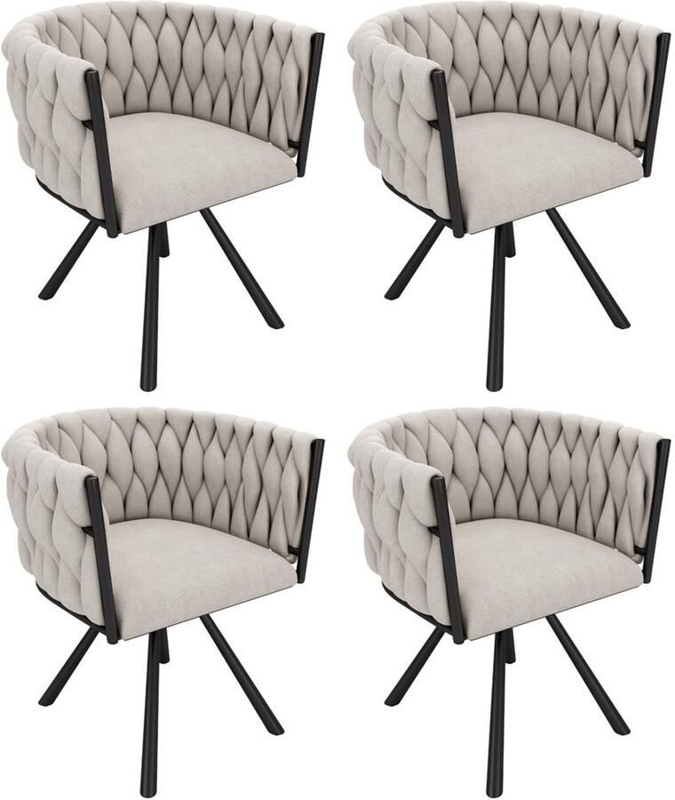 Stoelen 4-delige set eetkamerstoelen loungestoelen draaibare stoelen multifunctionele stoelen met 4 stevige metalen poten huidvriendelijke zachte stof grijs 59x54x72 cm Grijs