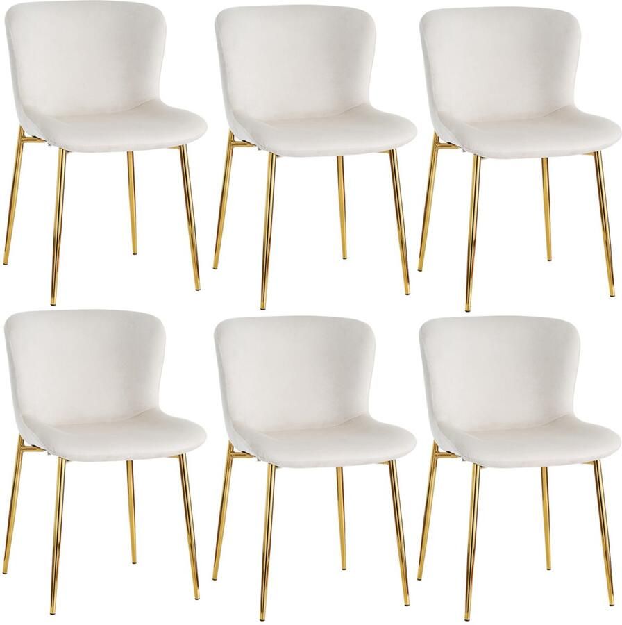 Stoelen 6-delig Set Eetkamerstoelen Lounge Stoelen Multifunctionele Stoelen Stevig metalen frame Huidvriendelijke zachte stof Geschikt voor gebruik in eetkamer slaapkamer en woonkamer Grijs