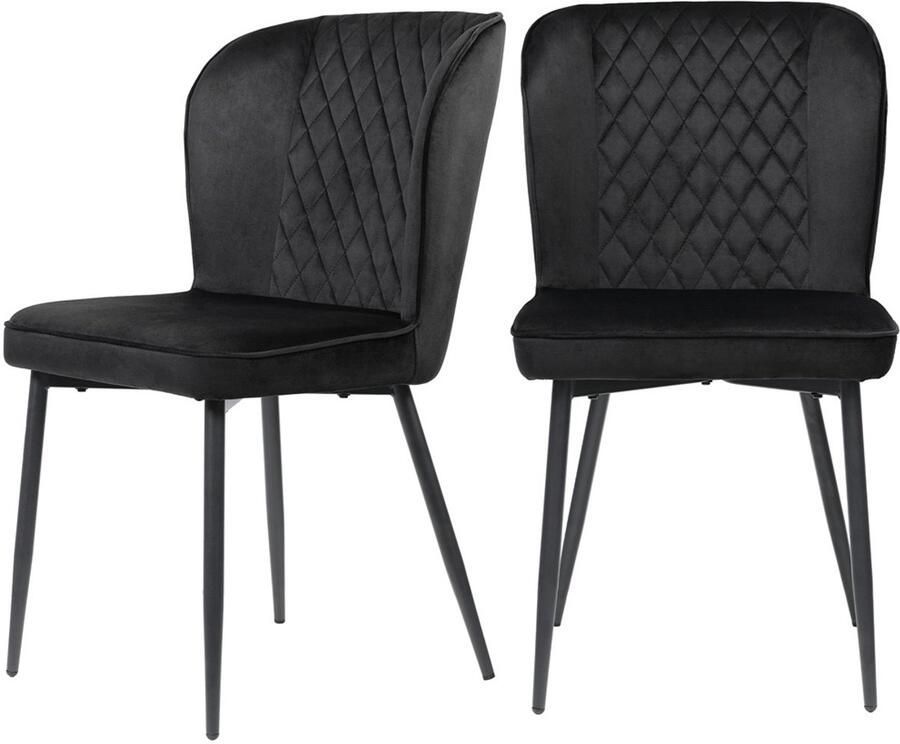 Stoelen set van 2 eetkamerstoelen make-up stoelen multifunctionele stoelen met huidvriendelijke zachte fluwelen bekleding comfortabele zachte zitting stevig metalen frame 47×43×86 cm Zwart