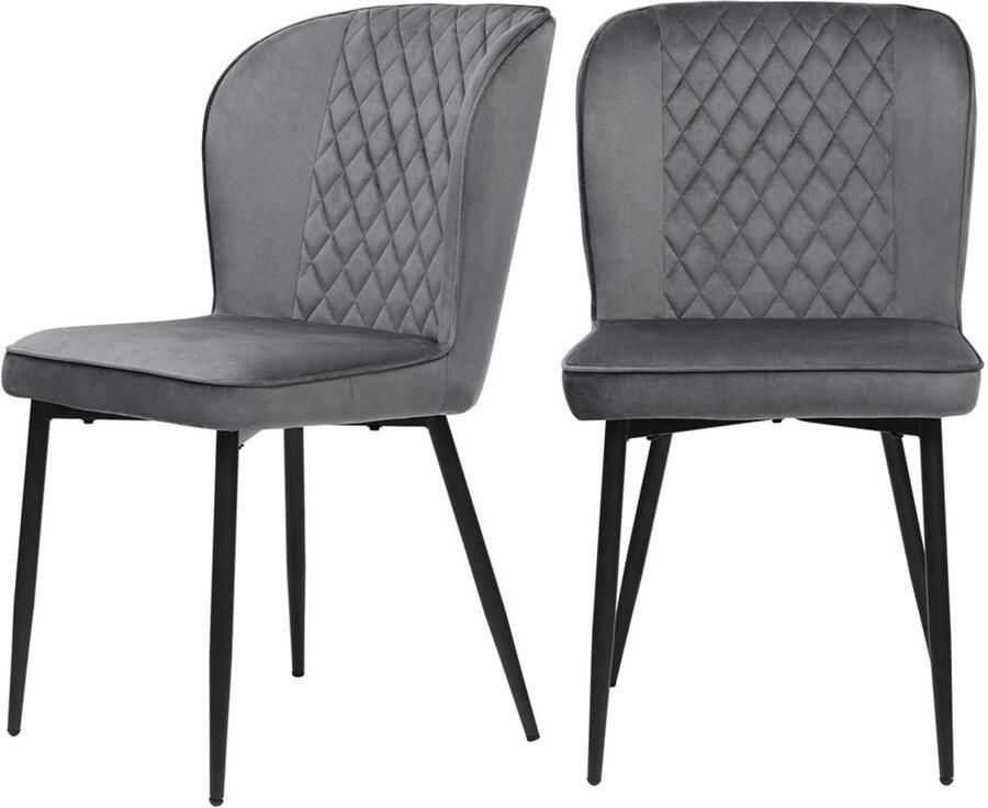 Stoelen set van 2 eetkamerstoelen make-up stoelen multifunctionele stoelen met huidvriendelijke zachte fluwelen bekleding comfortabele zachte zitting stevig metalen frame 47×43×86 cm Grijs
