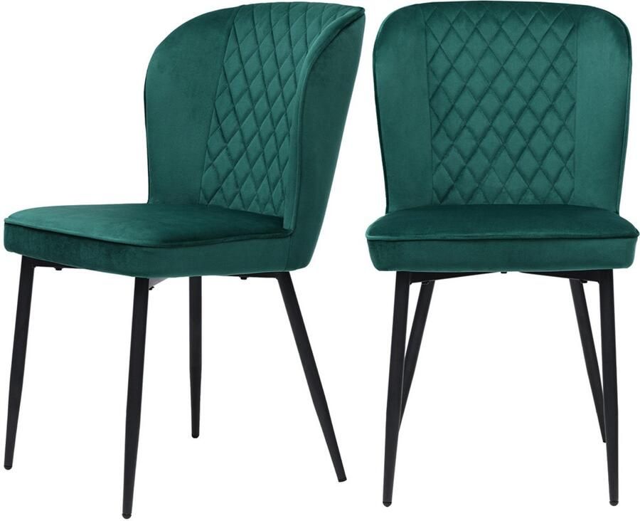 Stoelen set van 2 eetkamerstoelen make-up stoelen multifunctionele stoelen met huidvriendelijke zachte fluwelen bekleding comfortabele zachte zitting stevig metalen frame 47×43×86 cm groen