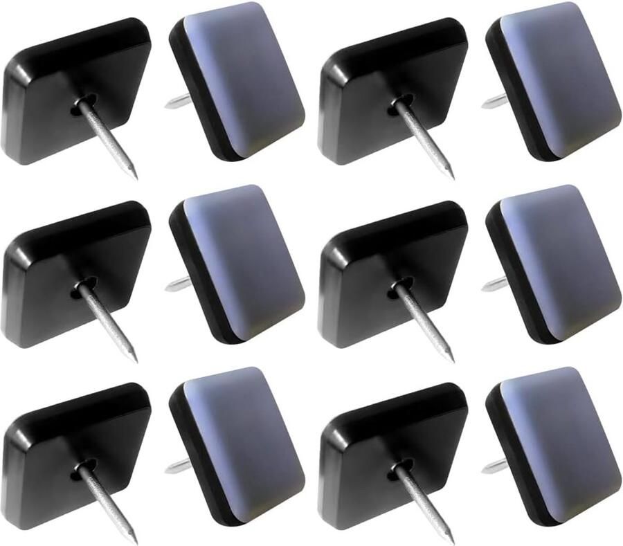 Stoelglijders 1 Inch 12 Stuks Spijker op Meubelglijders voor Tapijt of Houten Vloeren Teflon Geluiddemping (12 Vierkant 25x25mm)