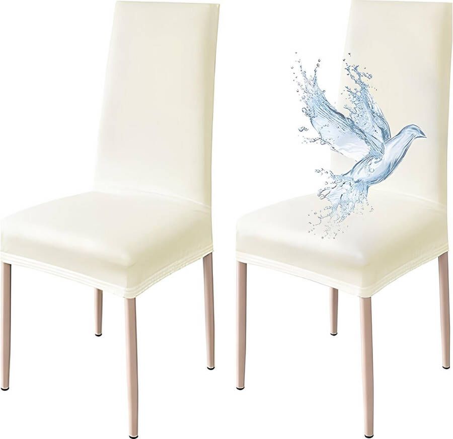 Stoelhoes 2 stuks waterdicht eetkamerstoelhoes rekbare stoelhoes universeel eenvoudig aan te brengen gemakkelijk te reinigen (crèmewit 2 stuks)