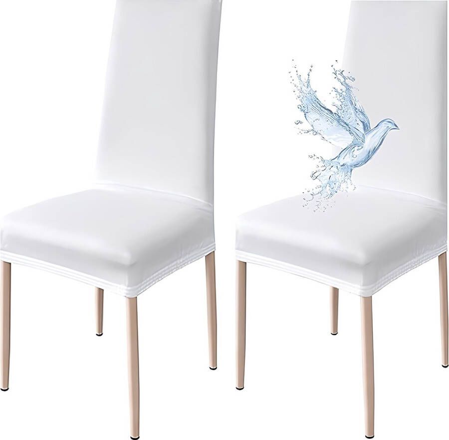 Stoelhoes 2 stuks waterdicht eetkamerstoelhoes rekbare stoelhoes universeel eenvoudig aan te brengen gemakkelijk te reinigen (zuiver wit 2 stuks)