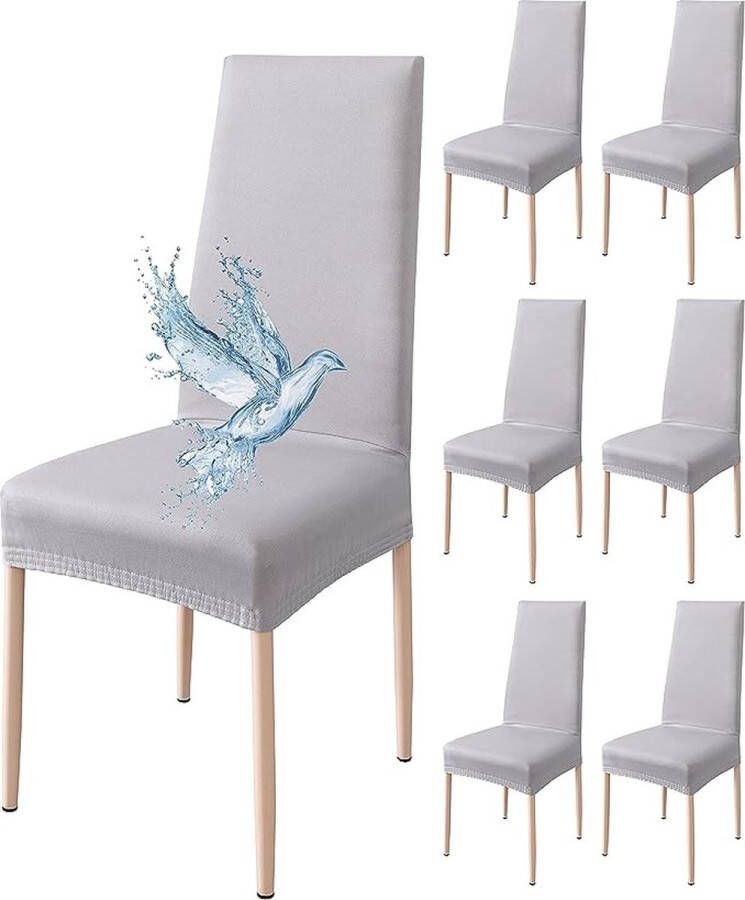 Stoelhoes 6 stuks waterdicht eetkamerstoelhoes rekbare stoelhoes universeel eenvoudig aan te brengen gemakkelijk te reinigen (lichtgrijs 6 stuks)