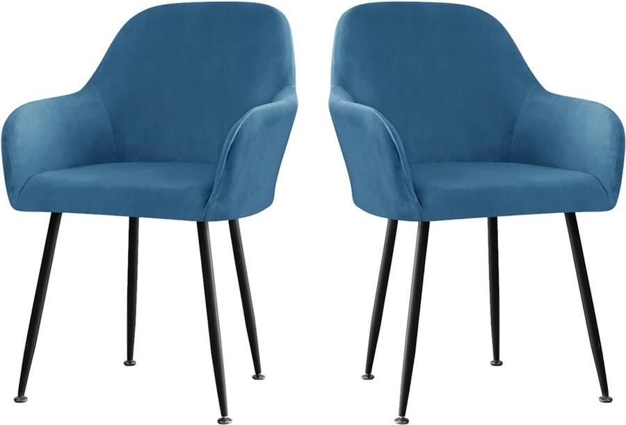 Stoelhoes fluweel stretch set van 2 4 6 gebogen stoelhoezen rugleuning met armleuning afneembaar eetkamerstoelen moderne bureauhoes stoelbeschermer lichtblauw 2 stuks