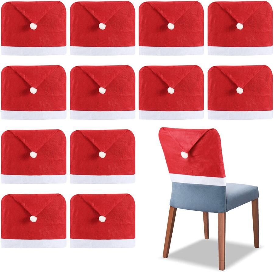 Stoelhoes Kerstmis 12-Pack Stoelhoezen inclusief 12 Kerstversieringen voor Feestelijke Sfeer