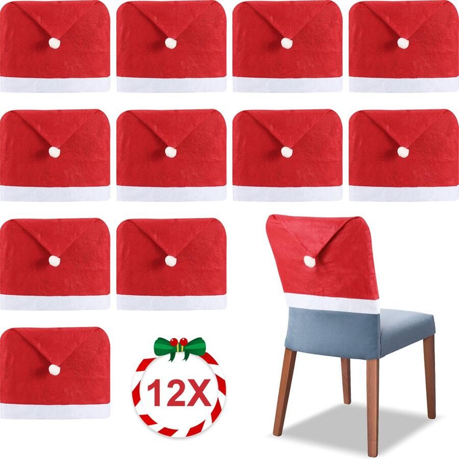 Stoelhoes Kerstmis 12 stuks en 12 Kerstballen Decoratie-Kerst Stoelhoes Feestelijke Stoelhoes Feest Stoelhoes