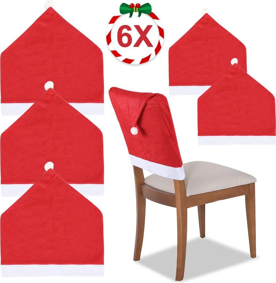 Stoelhoes Kerstmis 6 stuks en 6 Kerstballen Decoratie-Kerst Stoelhoes Feestelijke Stoelhoes Feest Stoelhoes
