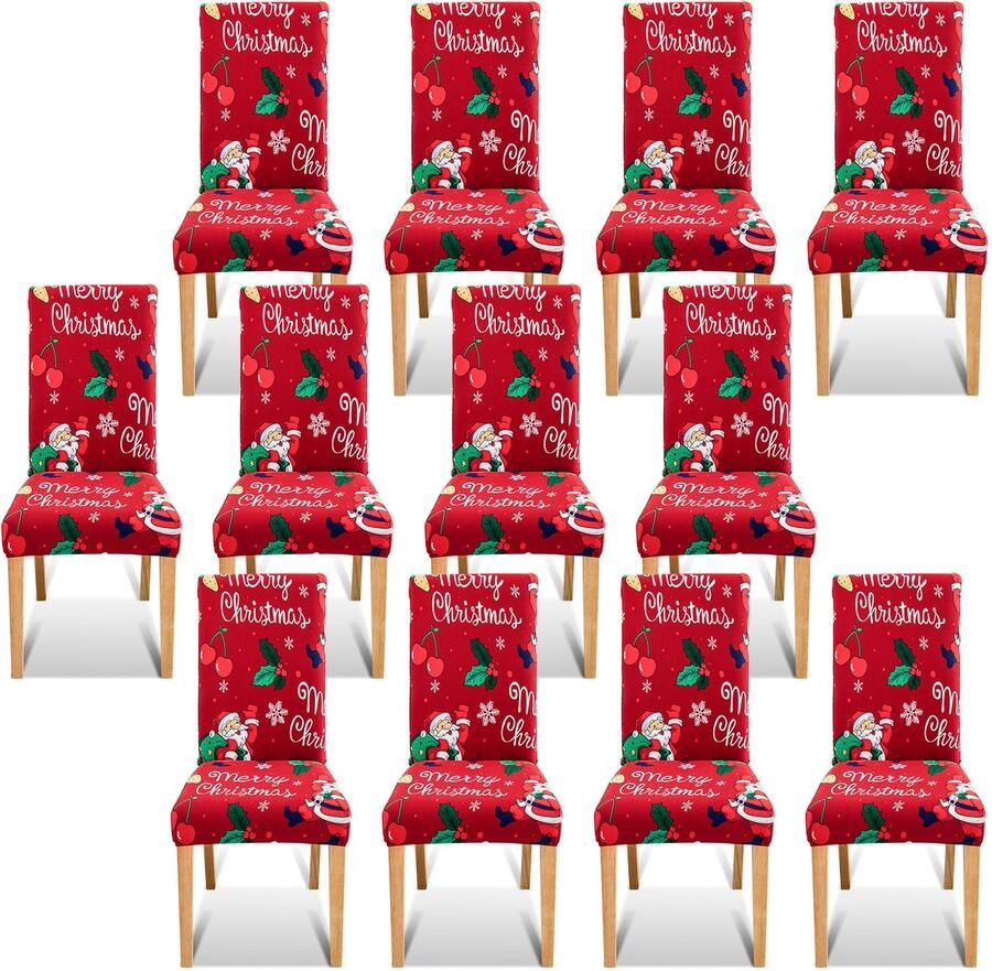 Stoelhoes Kerstmis Set 12 Feestelijke Stoelhoezen als Decoratie en Beschermer