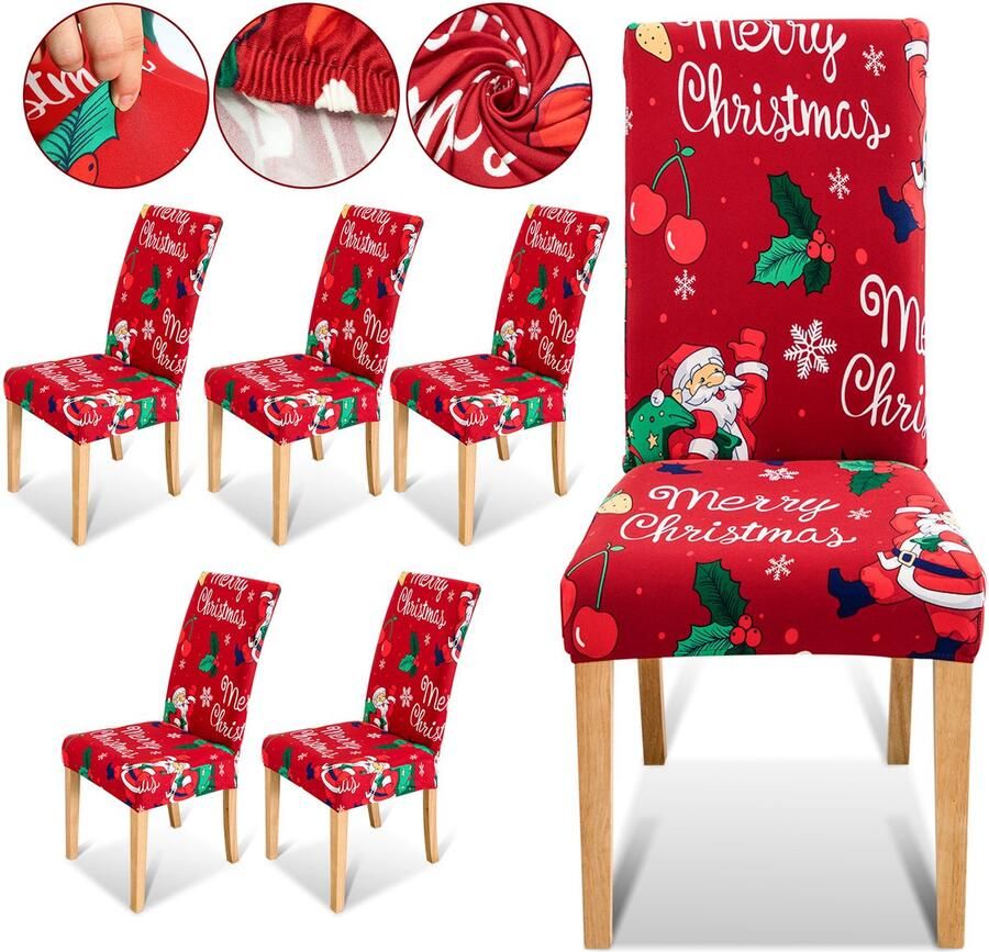 Stoelhoes Kerstmis Set van 6 Kerst Stoelhoezen Stoelhoes Feestelijke Cover Decoratie Beschermer Stoelhoes Party Restaurant