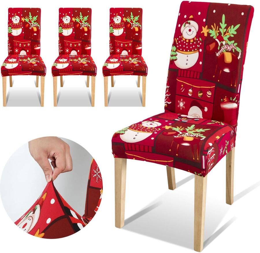 Stoelhoes Kerstmis Stoelhoezen Stretch Universeel Modern Stoelhoes Kerstmis kerstdecoratie set van 4
