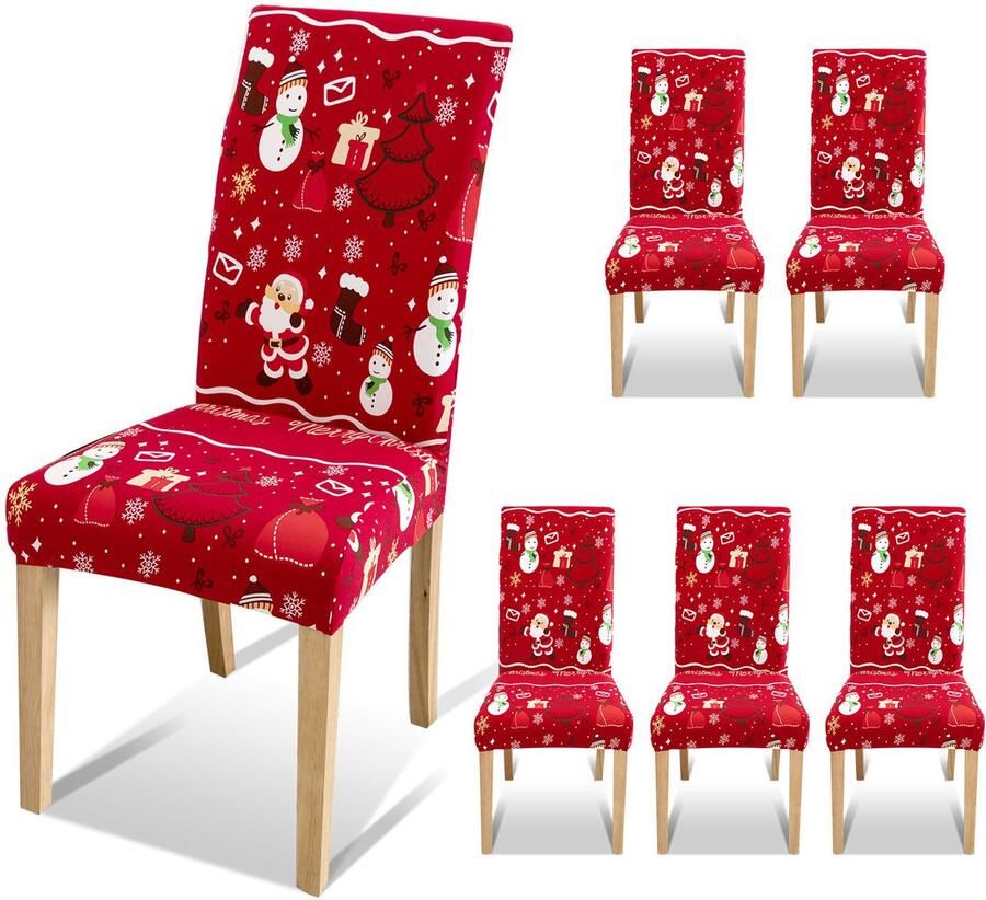 Stoelhoes Kerstmis Stoelhoezen Stretch Universeel Modern Stoelhoes Kerstmis kerstdecoratie set van 6