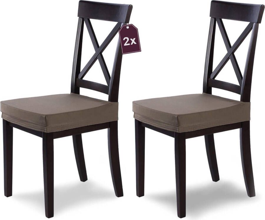 Stoelhoes Marie Taupe Set van 2 elastische stoelhoezen met vlekbescherming waterafstotende zittinghoes eetkamerstoel elegante stoelhoezen voor stoelen stretch stoelhoezen