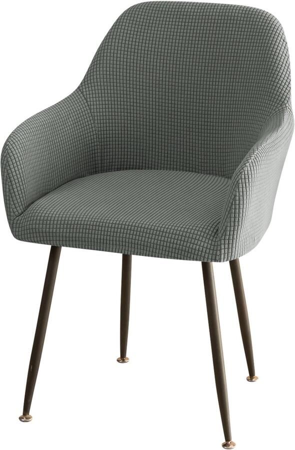 Stoelhoes met armleuning Stoelhoezen Stretch eetkamerstoelen Armleuning stoelhoes Stoelhoezen met armleuning universeel voor eetkamer keuken 1 stuk donkergrijs