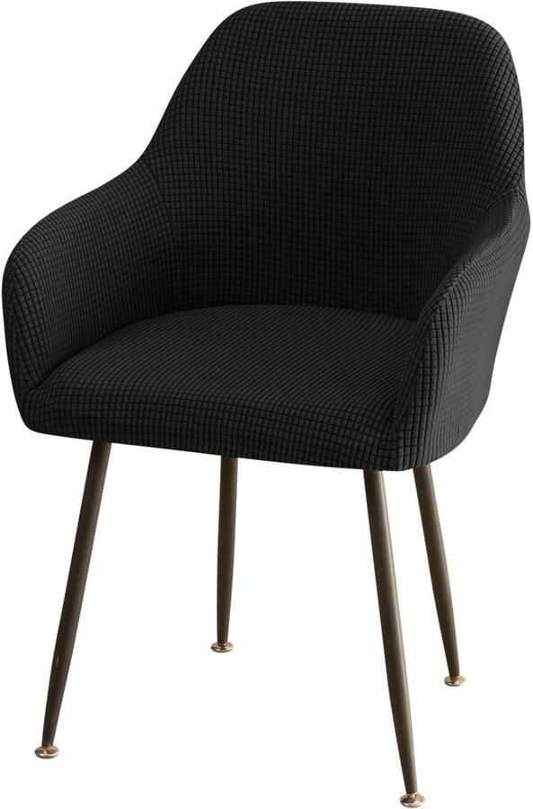 Stoelhoes met armleuning stoelhoezen stretch eetkamerstoelen armleuning stoelhoes stoelhoezen met armleuning universeel voor eetkamer keuken 1 stuk zwart