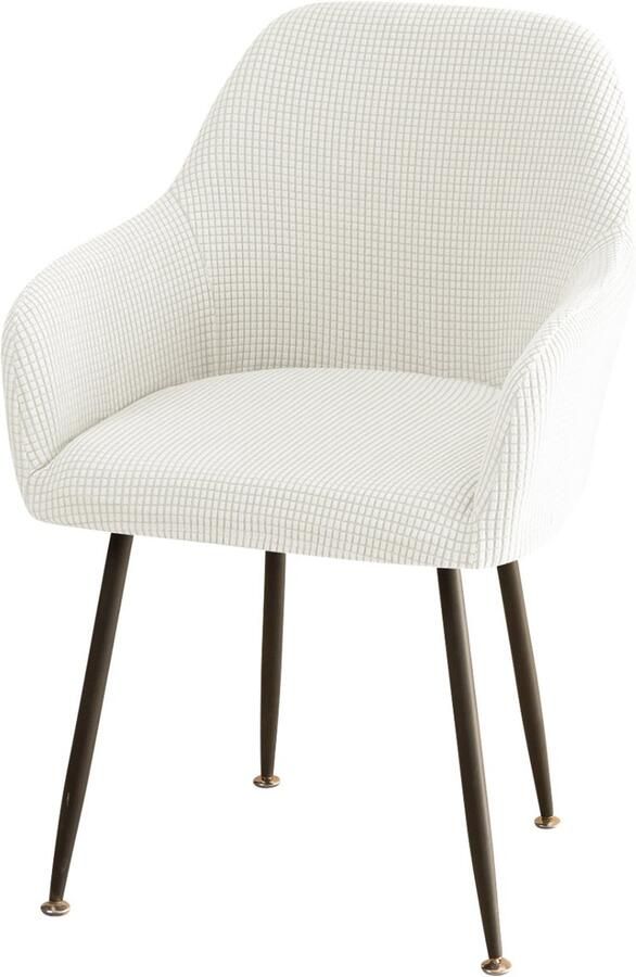 Stoelhoes met armleuning stoelhoezen stretch eetkamerstoelen armleuning stoelhoes stoelhoezen met armleuning universeel voor eetkamer keuken 1 stuk wit