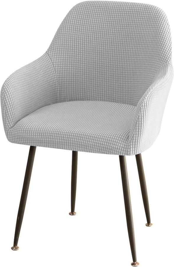 Stoelhoes met armleuning stoelhoezen stretch eetkamerstoelen armleuning stoelhoes stoelhoezen met armleuning universeel voor eetkamer keuken 1 stuk lichtgrijs